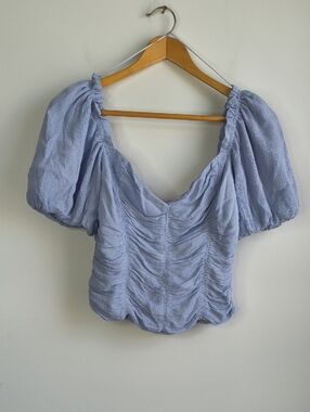 Astr The Lebel Puff Sleeve Cropped Ruched Blouse